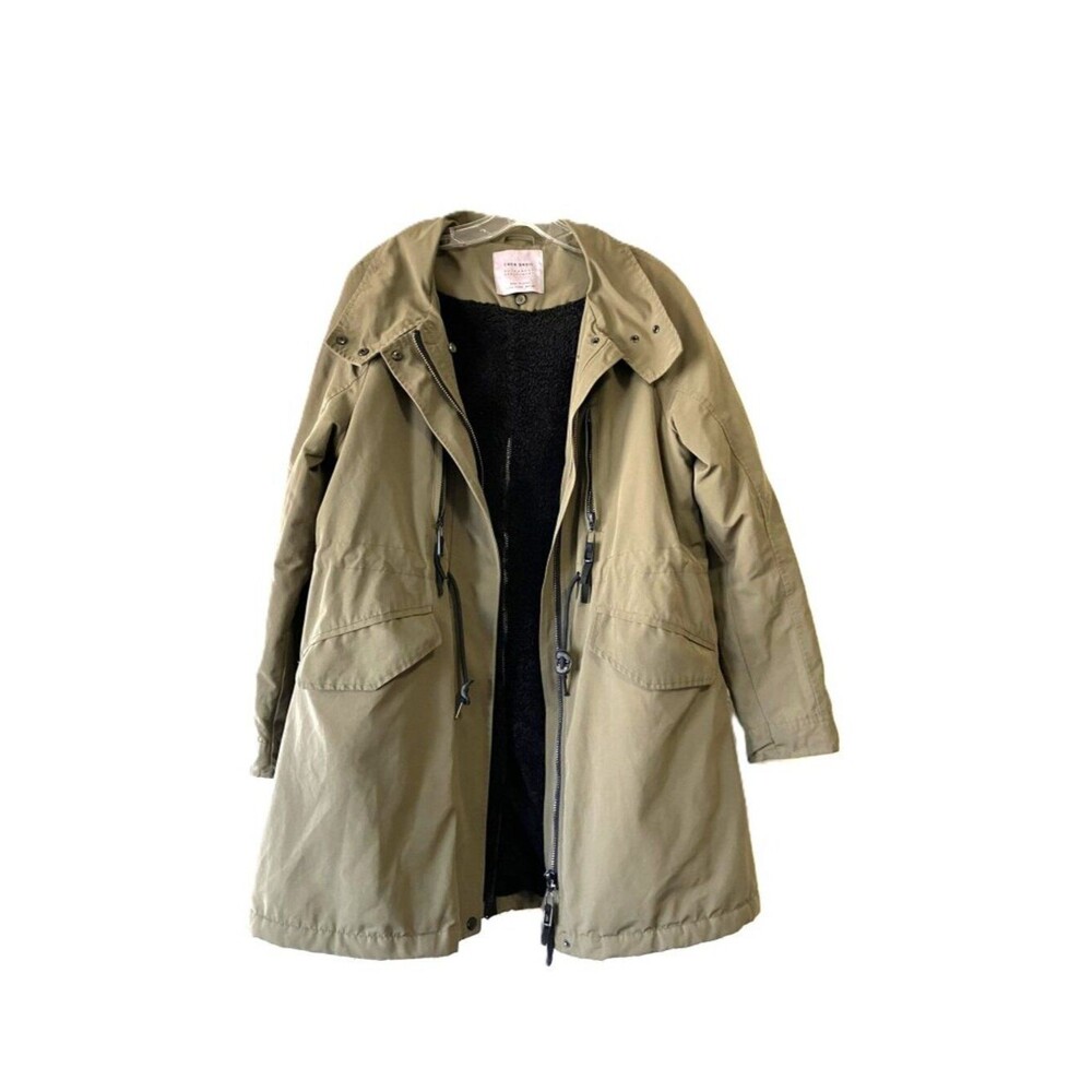 Zara Basic Olive Green Heavyweight Mid-Length Parka Jacket - Women's Large